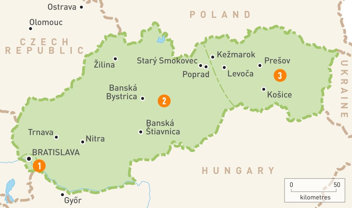 スロバキアの地図