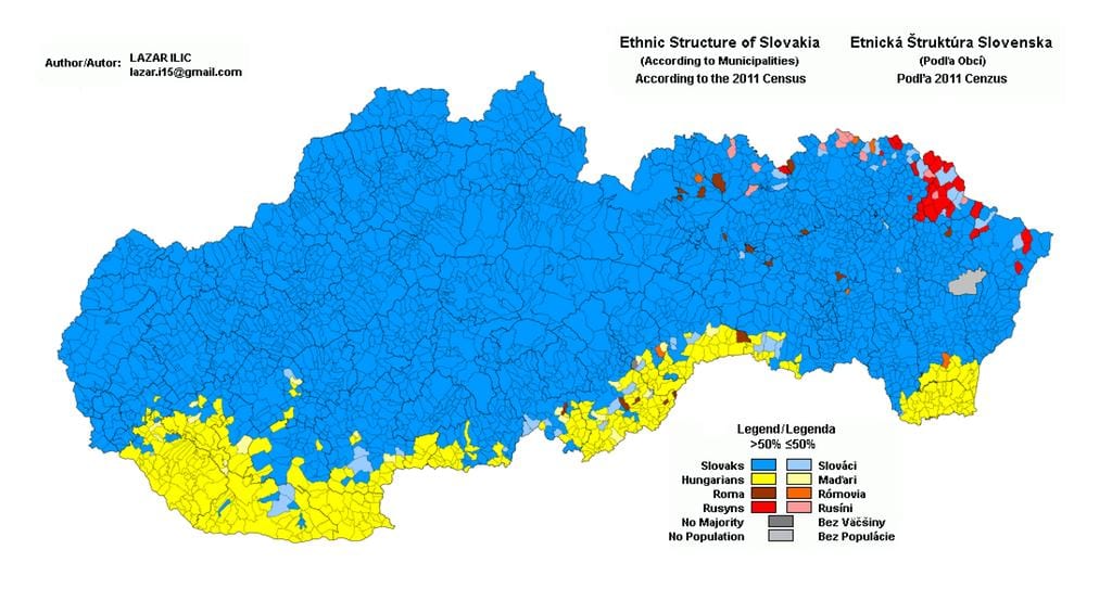 地図のスロヴァキアの民族
