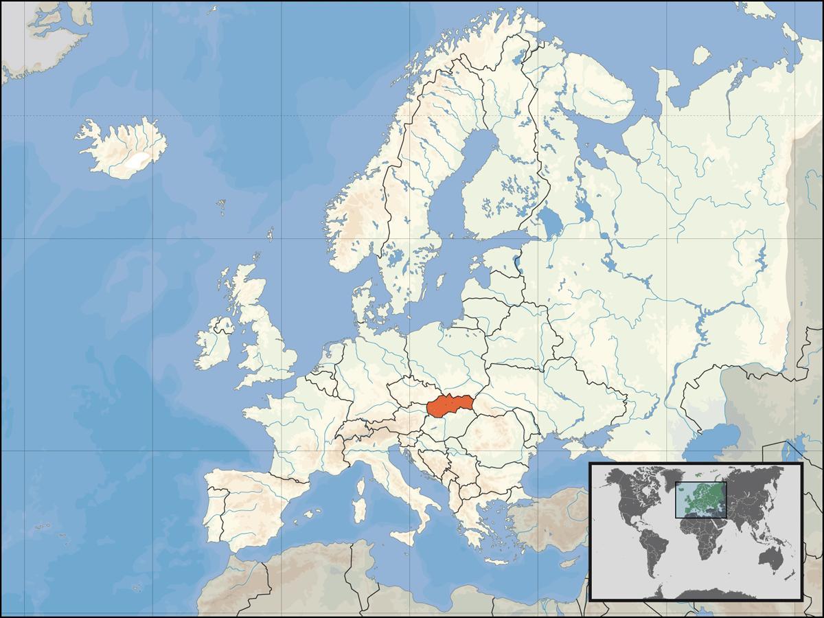 スロヴァキアの場所が世界の地図