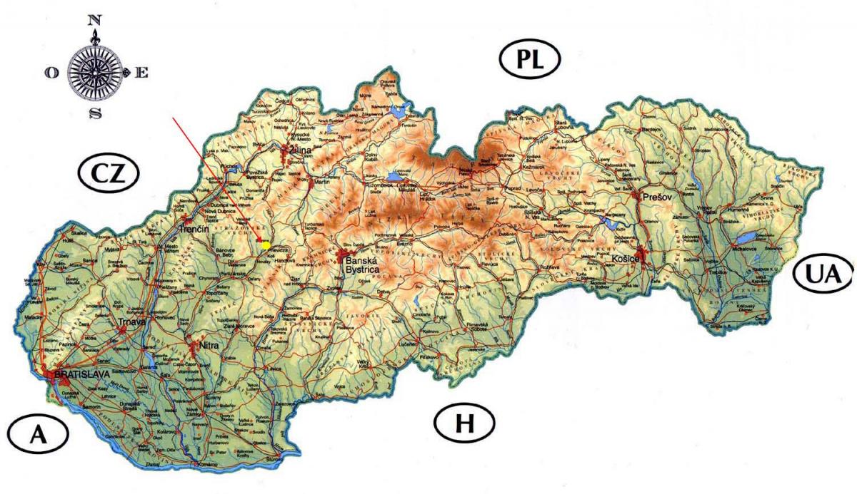 地図のスロヴァキアの城