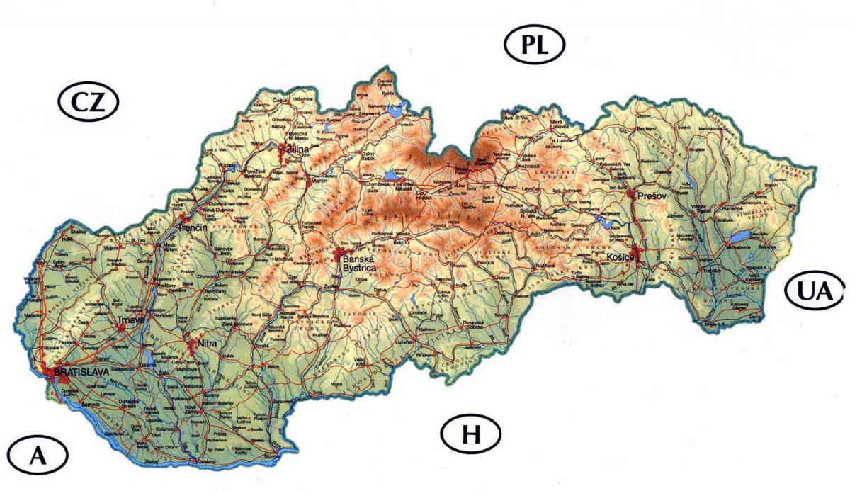 詳しい地図のスロバキア