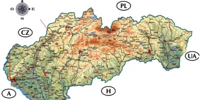 地図のスロヴァキアの城
