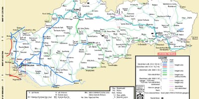 スロバキア鉄道の地図