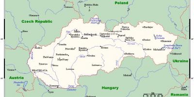 地図のスロバキア都市